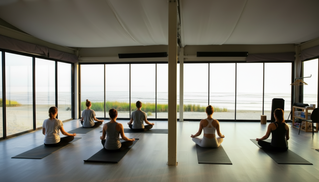yoga morning session at the beach yoga morning session at the beach